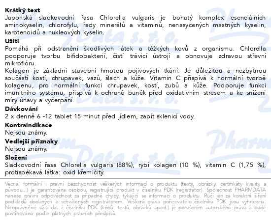 Příbalový leták - Chlorella Japan + kolagen tbl.750