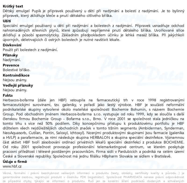 Příbalový leták - Herbacos Dětský emulgel při nadýmání Pupík 100ml