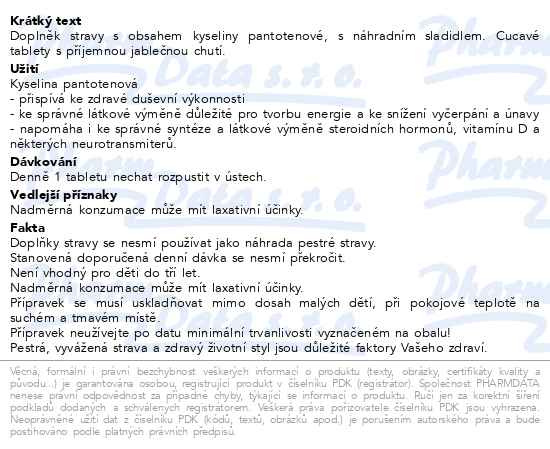 Příbalový leták - Panthenol 100 Generica tbl.30