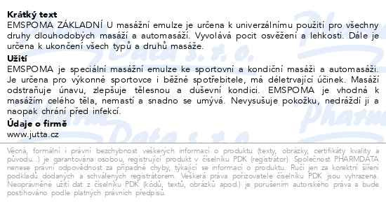Příbalový leták - Emspoma Masážní emulze základní U 500ml
