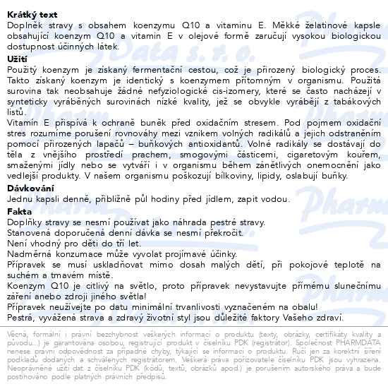Příbalový leták - Coenzym Q10 60 mg + E vitamin Generica cps.60