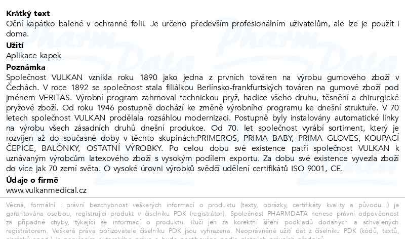 Příbalový leták - Skleněné kapátko s latexovým váčkem