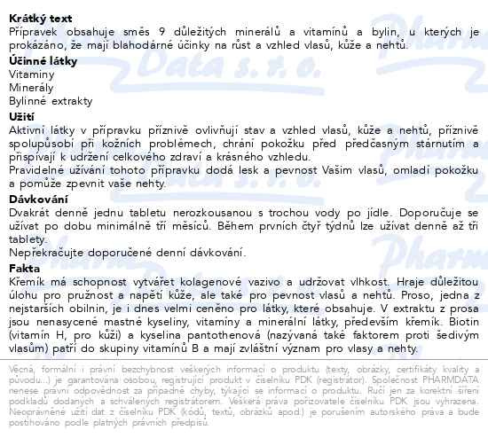 Příbalový leták - Dr.Bohm Kůže vlasy nehty tbl.60