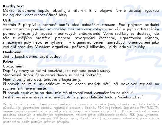 Příbalový leták - Vitamin E 400 I.U. cps.60 Generica