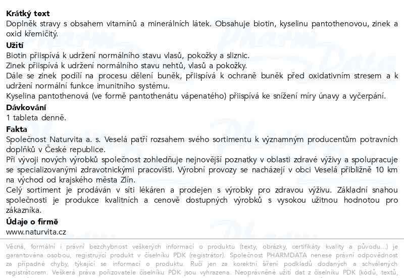 Příbalový leták - NATURVITA Biosil Plus tbl.60