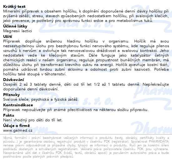 Příbalový leták - Magnesii lactici galmed tbl.100x0.5g