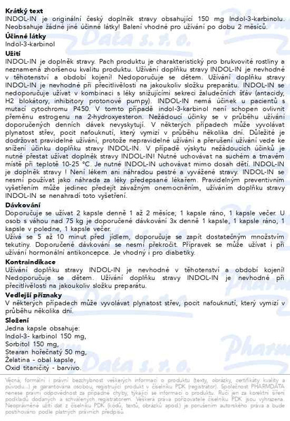 Příbalový leták - INDOL-IN pro ženy cps.120