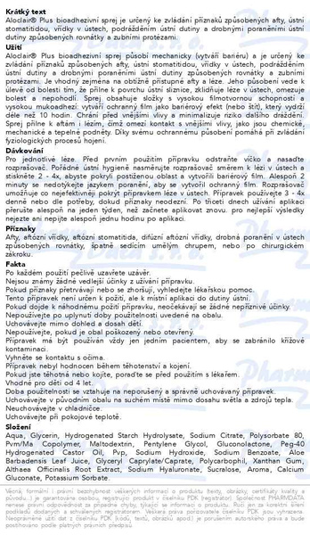 Příbalový leták - Aloclair PLUS BIOADHESIVE sprej 15ml
