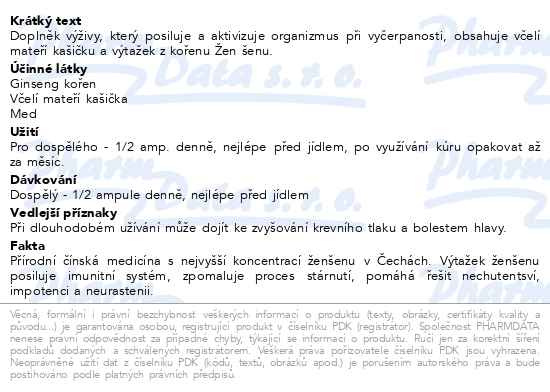 Příbalový leták - Žen šen Ginseng royal 10x10ml ampule