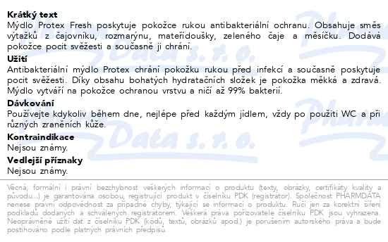 Příbalový leták - Protex antibakteriální mýdlo Fresh 90g