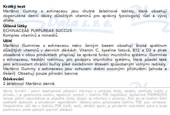 Příbalový leták - Walmark Marťánci Gummy Echinacea 20mg 50ks