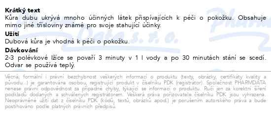 Příbalový leták - LEROS Dubová kůra 75g
