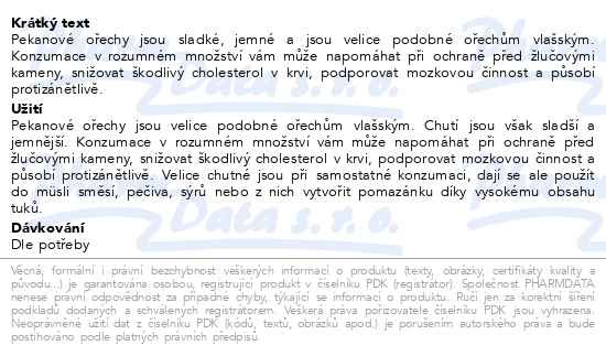 Příbalový leták - Allnature Pekanové ořechy 1000g