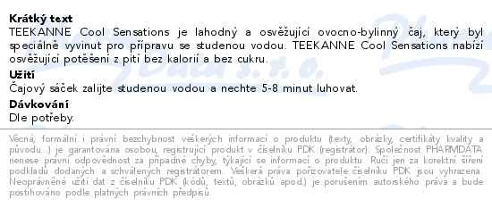 Příbalový leták - TEEKANNE CoolSensations IceTea rybíz/citro 18x2.5g