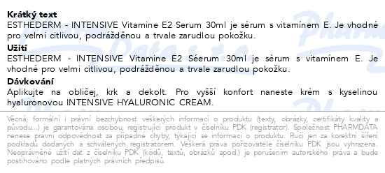 Příbalový leták - ESTHEDERM Intensive Vitamine E2 Serum 30ml