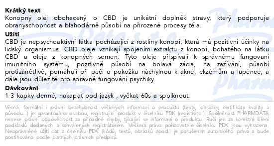 Příbalový leták - MOVit CBD 15% Full Spectrum konopný olej 10ml