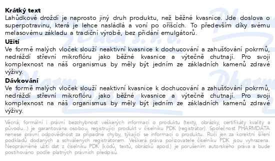 Příbalový leták - Allnature Lahůdkové droždí neaktivní 100g