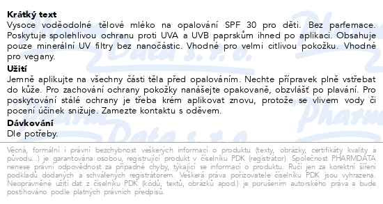 Příbalový leták - WELEDA Dětské mléko na opalování SPF30 sens.150ml