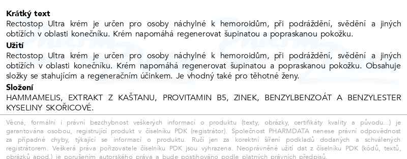 Příbalový leták - Rectostop Ultra krém 50g