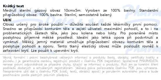 Příbalový leták - Medrull sterilní gázový obvaz 10cmx5m