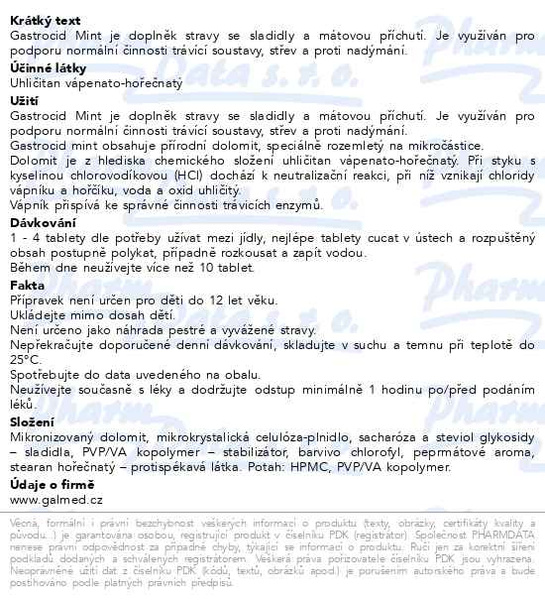 Příbalový leták - Gastrocid Mint tbl.120 Galmed