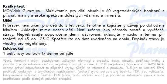 Příbalový leták - MOVídek Gummies Multivitamín pro děti 60 kusů