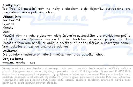 Příbalový leták - Tea Tree Oil masážní krém na nohy 200ml Dr.Müller