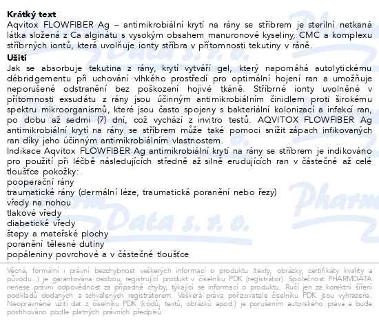 Příbalový leták - Aqvitox Flowfiber Ag 10x10cm antimikrobiální 10ks