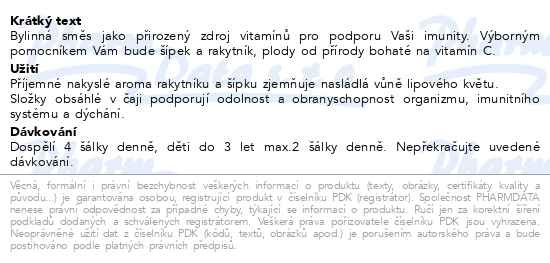 Příbalový leták - LEROS Imunita Vit.C Šípek&Rakytník n.s.20x2g