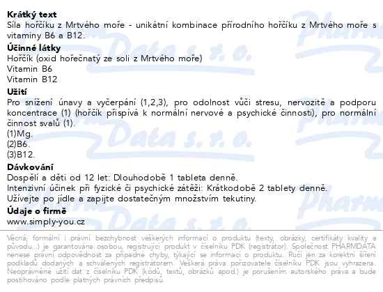 Příbalový leták - Magnezum Dead Sea Da Vinci Academia tbl.40