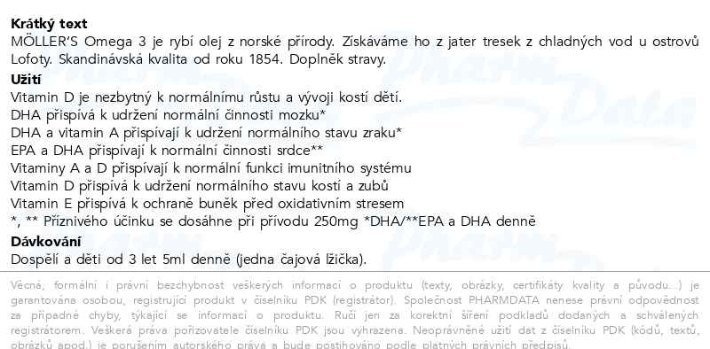 Příbalový leták - Mollers Omega 3 Ovocná příchuť 250ml