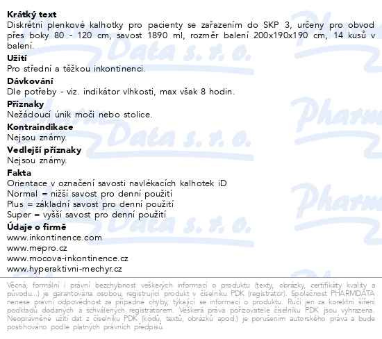 Příbalový leták - iD Pants Medium Super 553127514 14ks