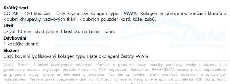Příbalový leták - Colafit 120 kostiček