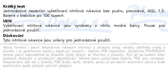 Příbalový leták - Rukavice nitrilové MAXTER bezpudrové vel.M 100ks