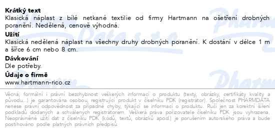 Příbalový leták - COSMOS náplast Klasická z netkané textilie 1mx6cm