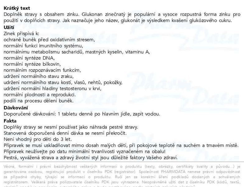 Příbalový leták - Zinek 15 mg tbl.120 Generica