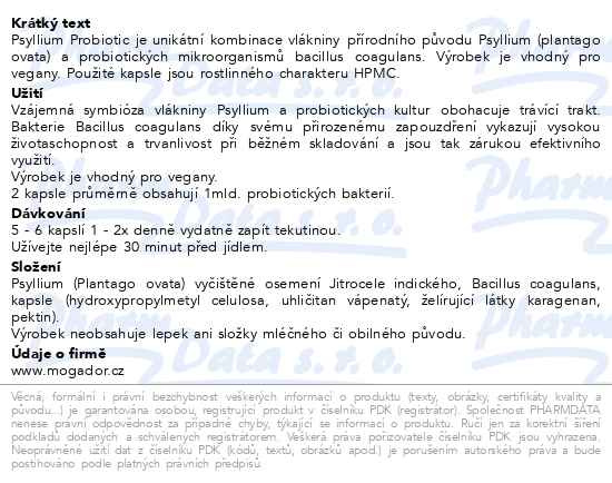 Příbalový leták - Psyllium Probiotic cps.100