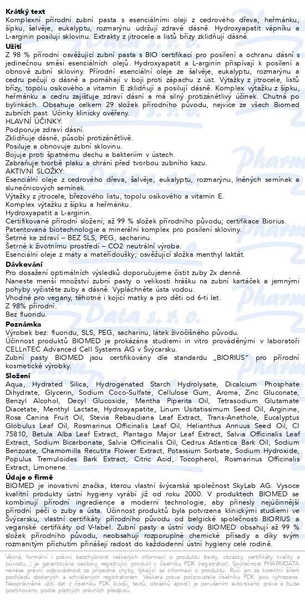 Příbalový leták - BIOMED GUM HEALTH zubní pasta BIO 100g