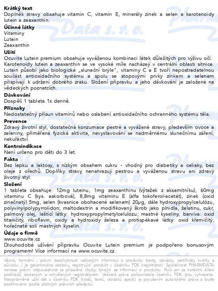 Příbalový leták - Ocuvite LUTEIN Premium tbl.60