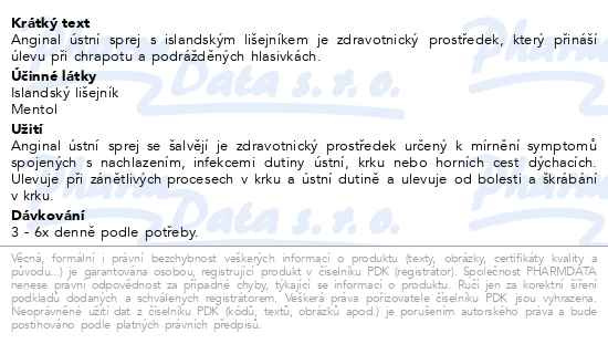 Příbalový leták - Anginal ústní sprej s isl.lišej.30ml ZP Dr.Müller