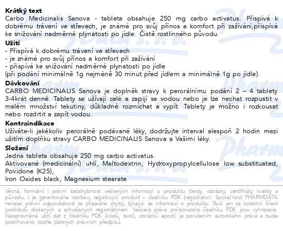 Příbalový leták - Carbo Medicinalis Sanova tbl.20