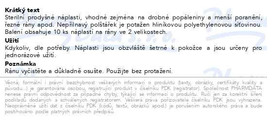 Příbalový leták - WUNDmed náplast Aluminium 10ks