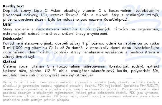 Příbalový leták - LIPO C ASKOR tekutý lipozomální vitamin C 136ml