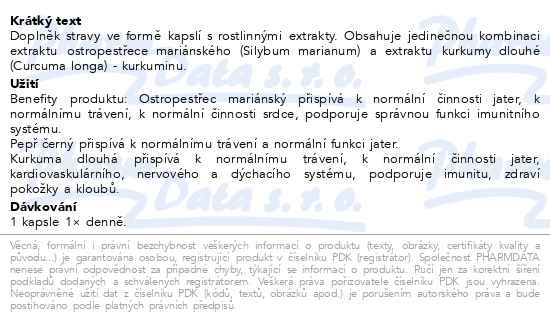Příbalový leták - MOVit Mega Detox Ostropestřec+Kurkum.FORTE cps.60