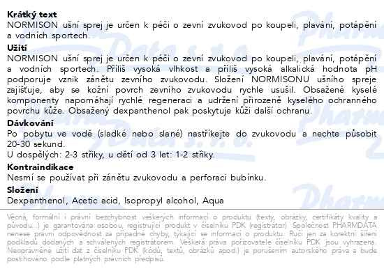 Příbalový leták - NORMISON ušní sprej 10ml