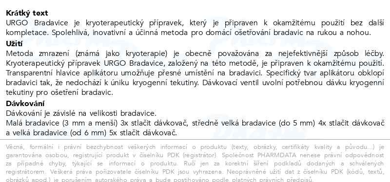 Příbalový leták - URGO Bradavice kryoterapie 38ml