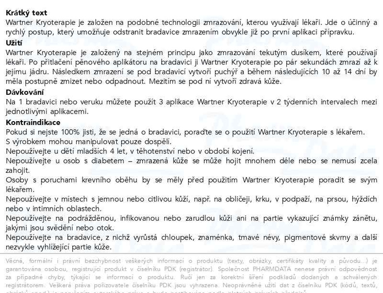 Příbalový leták - Wartner Kryoterapie bradavic 50ml