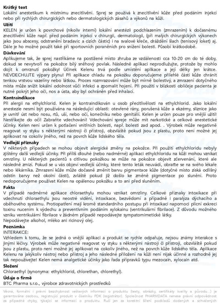 Příbalový leták - KELEN Chloraethyl spray 100ml