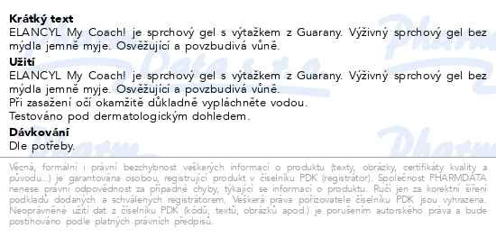 Příbalový leták - ELANCYL My Coach! - osvěžující sprchový gel 200ml