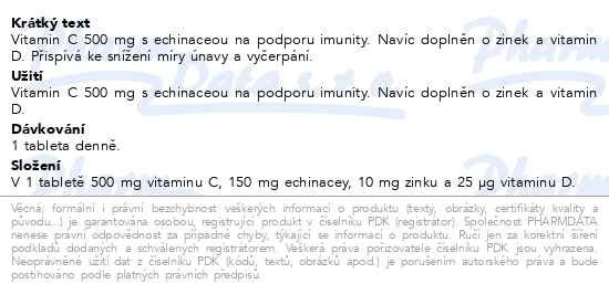 Příbalový leták - GS Vitamin C500 s echinaceou tbl.70+30 dárek 2023